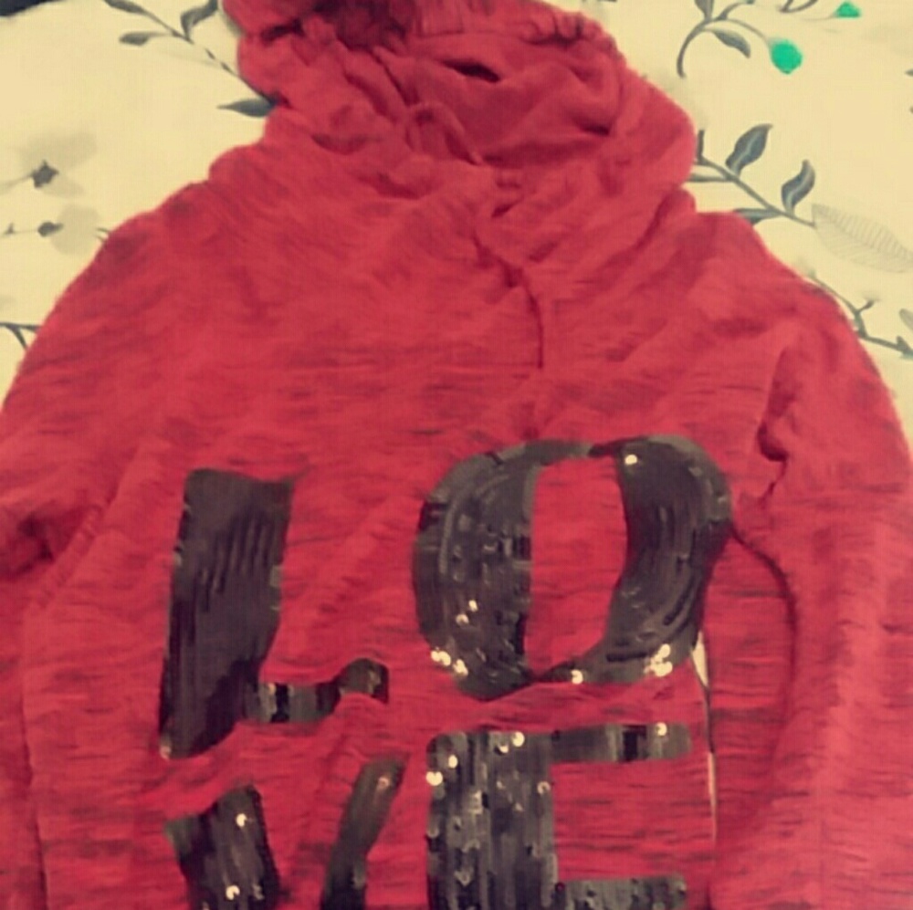 Red hooded sweater